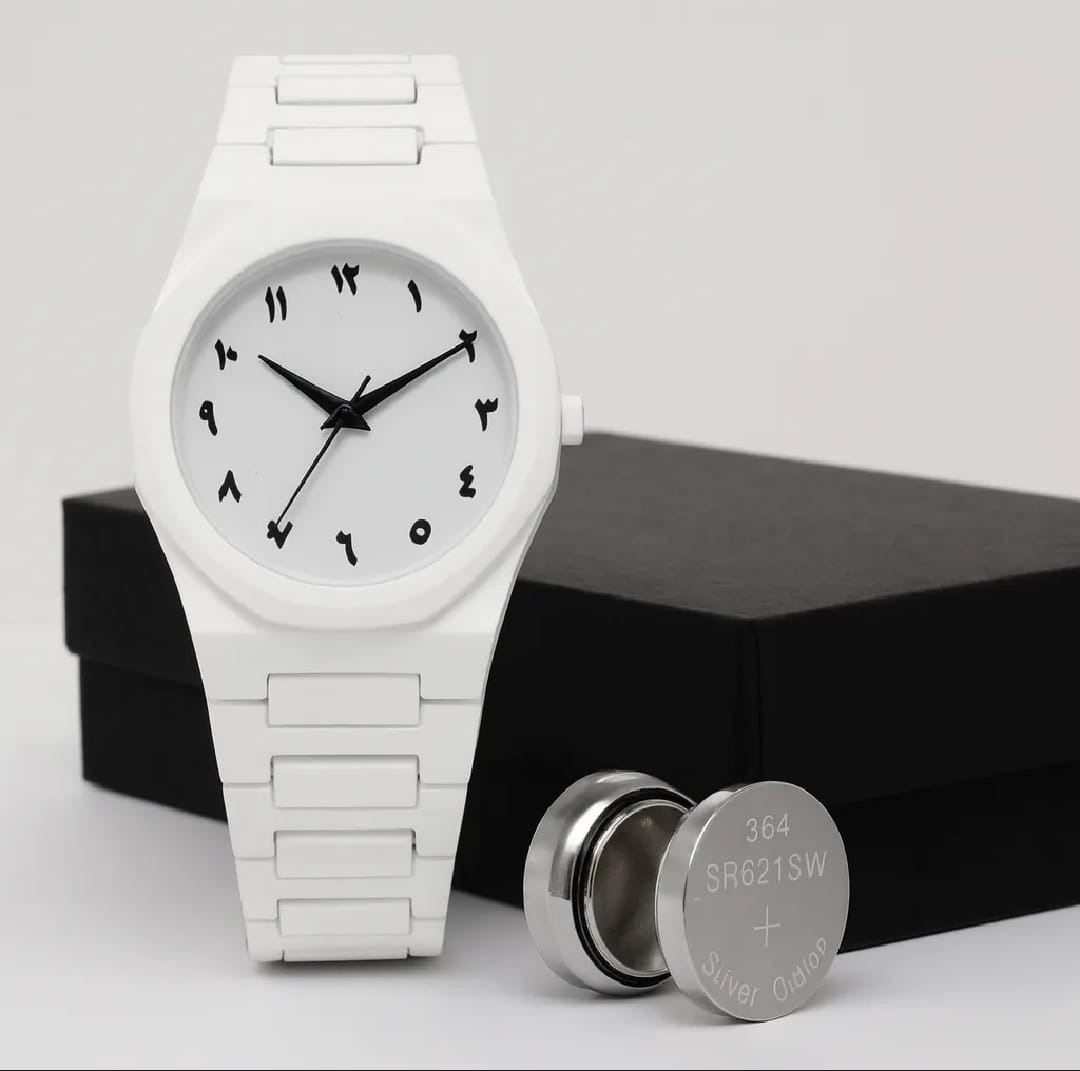Aura White Wrist Watch – Modern & Elegant